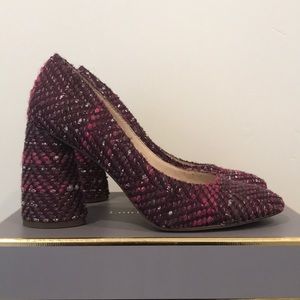 Pink/Purple Tweed Block Heel Pumps - 8